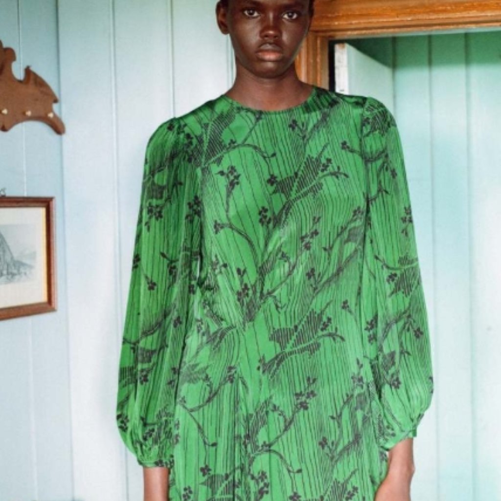 Nwt Sea New York Green Sunniva Print Midi Sleeve Dress S $495